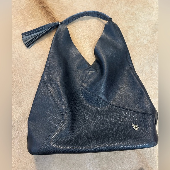 Bon Bonite leather shoulder bag hobo leather bag snakeskin strap fringe tassel - Picture 1 of 7